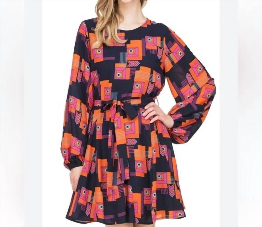 NEW JADE & JOY JOY tamsin geo print mini dress in navy